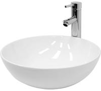 ECD Germany Lavabo blanco de cerámica con juego de drenaje sin reborsadero