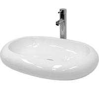 ECD Germany Lavabo blanco de cerámica con juego de drenaje sin reborsadero