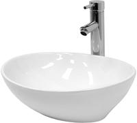 ECD Germany Lavabo blanco de cerámica con juego de drenaje sin reborsadero