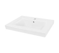ECD Germany Lavabo Cerámica Encastrado con Agujero para Grifo - Blanco - Aseo Lavamanos Integrado - 605x465x160 mm - Diseño Moderno - Pila con Desbordamiento Desagüe para El Cuarto De Baño