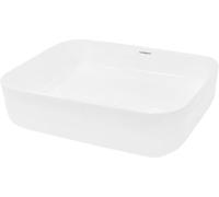 ECD Germany Lavabo de Mesa de Cerámica para Cuarto de Baño Lavamanos Blanco Rectangular sin Desagüe 505x395x135 mm Fregadero sobre Encimera Fregadero Diseño Moderno Realza Cada Baño o Aseo