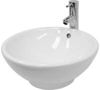 ECD Germany Lavabo cerámico ø420x170mm blanco redondo con juego de desagüe