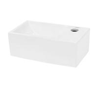 ECD Germany Lavabo Cerámico Cuadrado con Agujero Conexión Estandar - Blanco - Lavamanos sobre Encimera - 350 x 205 x 125 mm - Diseño Moderno - Fregadero sin Juego de Desagüe - Realza Cada Baño o Aseo
