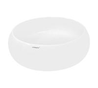 ECD Germany Lavabo Cerámico Redondo con Agujero Conexión Estandar Blanco Lavamanos sobre Encimera - 350 x 350 x 120 mm - Diseño Moderno Fregadero sin Juego de Desagüe Realza Cada Baño o Aseo