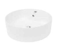 ECD Germany Lavabo Cerámico Redondo con Agujero Conexión Estandar - Blanco - Lavamanos sobre Encimera - 460 x 460 x 155 mm - Diseño Moderno - Fregadero sin Juego de Desagüe - Realza Cada Baño o Aseo