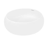 ECD Germany Lavabo de Baño Ø 400 x 350 mm Lavadero de Encimera Redondo Material Cerámico Cuenco Blanco Fregadero de Aseo Estilo Moderno y Elegante Sanitario Sobremesa Lavamanos Sin Rebosadero