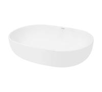 ECD Germany Lavabo de Baño Ø 600 x 420 mm Lavadero de Encimera Material Cerámico Cuenco Blanco Fregadero de Aseo Cascada Estilo Moderno y Elegante Sanitario Sobremesa Lavamanos Sin Rebosadero