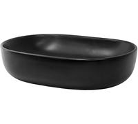 ECD Germany Lavabo negro cerámica ovalado moderno fregadero de sobremesa