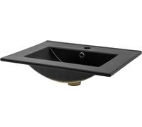 ECD Germany Lavabo negro de cerámica moderno fregadero encastrable