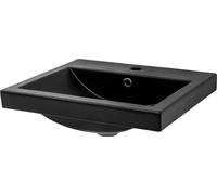 ML-Design Lavabo de Cerámica Negro Mate Rectangular 535x460x165 mm Con Agujero De Desagüe Orificio Para Grifo Lavamanos Moderno Encastrado Empotrado Pila Para Baño Aseo Fregadero Diseño Minimalista