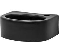 ECD Germany Lavabo negro de sobremesa con juego de desagüe y rebosadero