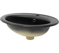 ECD Germany Lavabo negro encastrable cerámica juego de desagüe rebosadero