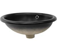 ECD Germany Lavabo negro encastrable cerámica juego de desagüe rebosadero