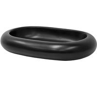 ECD Germany Lavabo negro encimera cerámica juego de desagüe sin rebosadero