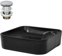 ECD Germany Lavabo negro mate cerámico 430x430x120 mm cuadrado