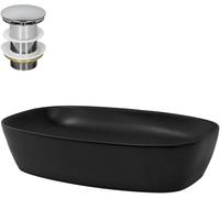 ECD Germany Lavabo negro mate cerámico 605x385x140 mm ovalado