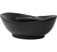 ECD Germany Lavabo negro sobre encimera cerámica juego de desagüe rebosadero