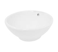ECD Germany Lavabo Sobre Encimera - 420 x 420 x 170 mm - Cerámica - Diseño Redondo - Lavadero Blanco Brillante - Lavamanos Sobremesa Sanitario Baño o Aseo - Moderno y Elegante - Sin Válvula de Desagüe