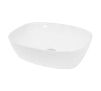 ECD Germany Lavabo Sobre Encimera - 505 x 385 x 135 mm - Cerámica - Diseño Ovalado - Lavadero Blanco Brillante - Lavamanos Sobremesa Sanitario Baño o Aseo - Moderno y Elegante - Sin Válvula de Desagüe