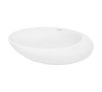 ECD Germany Lavabo Sobre Encimera - 585 x 375 x 145 mm - Cerámica - Diseño Ovalado - Lavadero Blanco Brillante - Lavamanos Sobremesa Sanitario Baño o Aseo - Moderno y Elegante - Sin Válvula de Desagüe
