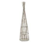 ECD Germany Linterna de Bambú con Guirnalda de Luces LED a Pilas e Inserto de Cristal, 91 cm, Portavelas de Madera, Farolillo Boho, Lámpara Interior/Exterior Decorativo para Jardín, Terraza, Balcón