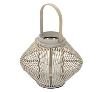ECD Germany Linterna de Bambú de Madera, 42cm de Altura, Portavelas de Jardín con Asa y Inserto de Cristal, Farolillo de Estilo Boho, Lámpara Colgante Interior/Exterior Decorativo para Terraza, Balcón