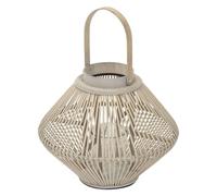 ECD Germany Linterna de Bambú de Madera, 47cm de Altura, Portavelas de Jardín con Asa y Inserto de Cristal, Farolillo de Estilo Boho, Lámpara Colgante Interior/Exterior Decorativo para Terraza, Balcón