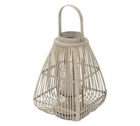 ECD Germany Linterna de Bambú de Madera, 55cm de Altura, Portavelas de Jardín con Asa y Inserto de Cristal, Farolillo de Estilo Boho, Lámpara Colgante Interior/Exterior Decorativo para Terraza, Balcón