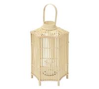 ECD Germany Linterna de Bambú Madera, 60 cm de Altura, Portavelas de Jardín con Asa y Inserto de Cristal, Farol de Estilo Boho, Lámpara Colgante Interior/Exterior Decorativo para Terraza, Balcón