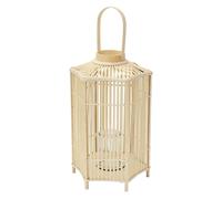 ECD Germany Linterna de Bambú Madera, 75 cm de Altura, Portavelas de Jardín con Asa y Inserto de Cristal, Farol de Estilo Boho, Lámpara Colgante Interior/Exterior Decorativo para Terraza, Balcón