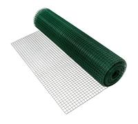 ECD Germany Malla de Alambre Tejida de Acero Galvanizado Verde 12x12mm, 1m x 25m, 0,7mm de Espesor Red Flexible Pajarera Barrera para Animales Domésticos Resistente a la Intemperie