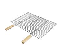 ECD Germany Parrilla Barbacoa Acero Inoxidable con Asas Extraíbles, Rejilla Rectángular 60x40 cm Resistente a la Corrosión Incluye 2 Mangos de Madera 14cm Sólido y Estable Fácil Usar y Limpiar