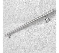 ECD Germany Pasamanos de Acero Inoxidable 160 cm Redondo Ø42mm V2A Baranda con Accesorios de Montaje Soporte en Pared Barandilla Interior/Exterior Barra de Agarre Apoyo Subida Escaleras Pasillo