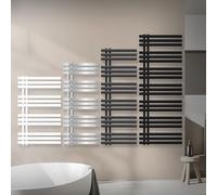 ECD Germany Radiador De Baño Iron EM Design 600 x 1400 mm Blanco Acero, Calentador Secador de Toallas, Multifuncional, Diseño Moderno, Incluído Juego De Montaje Soporte de Pared, Calefacción, Estufa
