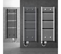 ECD Germany Radiador de baño Sahara eléctrico con Varilla calefactora 1200W - 600 x 1500 mm - Antracita Curvado - Radiador toallero secador y Calentador de Toallas
