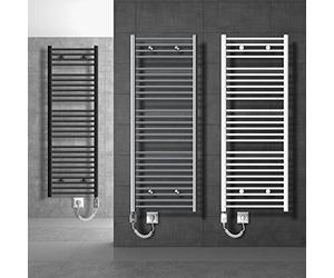 ECD Germany Radiador eléctrico de Toallas - 600 x 1200 mm - Cromo - Curvado - con conexión Lateral - 900W - Radiador toallero Secador de Toallas
