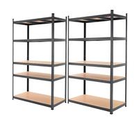 ECD Germany Set 2x Estantería de Taller para Cargas Pesadas 200 x 100 x 60 cm Antracita Encajable de Metal con 5 Estantes de Madera MDF Carga hasta 875 Kg Armario de Almacenaje Mueble para Garaje