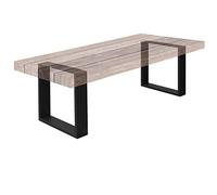 ECD Germany Set de 2X Patas de Mesa o Banco Industriales Negras Pies Modernos y Estables para Escritorio o Banqueta 40x43cm Marco con Protección de Suelo Soportes de Acero para Cocina Oficina Comedor