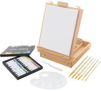 ECD Germany Set de pintura acrilica con caballete de madera 24 colores