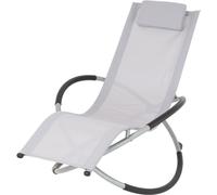 ECD Germany Silla de jardín de aluminio gris claro, 155x45x125 cm, poliéster