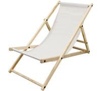 ECD Germany Silla de playa beige madera de pino tejido oxford carga hasta 120kg