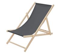 ECD Germany Silla de Playa de Madera, Antracita Tumbona Plegable con Respaldo Ajustable en 3 Posiciones de Reclinación Asiento de Relax para Jardín, Piscina, Terraza o Balcón, Carga hasta 120 kg
