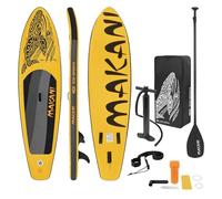 ECD Germany Tabla Hinchable de Paddle Surf Sup Makani 320 x 80 x 15 cm de PVC con Bomba de Aire, Bolsa de Transporte y Accesorios, Placa Stand Up para Adulto y Niño Carga hasta 120 kg, Color Amarillo