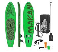 ECD Germany Tabla Hinchable de Paddle Surf Sup Makani 320 x 80 x 15 cm de PVC con Bomba de Aire, Bolsa de Transporte y Accesorios, Placa Stand Up para Adulto y Niño Carga hasta 120 kg, Color Verde
