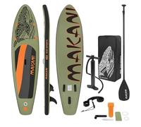 ECD Germany Tabla Hinchable de Paddle Surf Sup Makani 320 x 80 x 15 cm de PVC con Bomba de Aire, Bolsa de Transporte y Accesorios, Placa Stand Up para Adulto y Niño Carga hasta 120 kg, Color Oliva