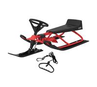 ECD Germany Trineo de Dirección Nieve Rojo con Volante y Freno de Pie 119x38x50cm Deslizador Infantil a Partir de 5 Años hasta 90kg Asiento con Respaldo Cuerda de Tracción Armazón Acero