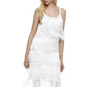ECDAHICC Vestidos de Mujer Estilo Flapper de los Años 20 Gatsby con Flecos por Todas Partes Minivestidos, Blanco, Large