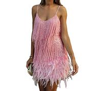 ECDAHICC Vestidos de Mujer Estilo Flapper de los Años 20 Gatsby con Flecos por Todas Partes Minivestidos, S