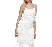 ECDAHICC Vestidos de mujer estilo Gatsby de los años 20 con flecos, minivestidos, Blanco, Large