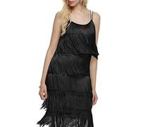 ECDAHICC Vestidos de mujer estilo Gatsby de los años 20 con flecos, minivestidos, Negro -, XL